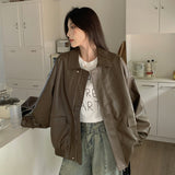 ステンカラーフェイクレザージャケット