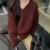 Vネックオーバーニットアップ