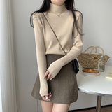 モックネックリブニット