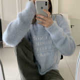 LOGOシャギーニット