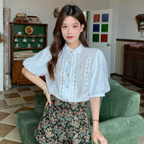 半袖総レースブラウス