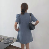 パールボタン半袖ワンピース