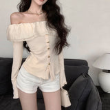 オフショルフレアニットトップス