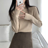 モックネックリブニット