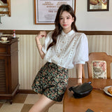 半袖総レースブラウス