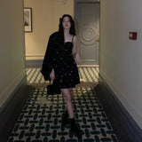 ショルダーリボン小花柄ワンピース