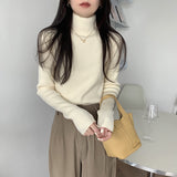 モックネックリブニット