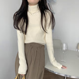 モックネックリブニット