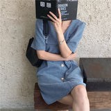 パールボタン半袖ワンピース