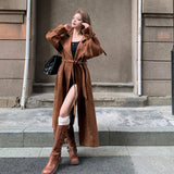 スエードライクロングコート