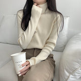 モックネックリブニット