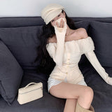 オフショルフレアニットトップス