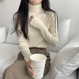 モックネックリブニット