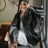 ステンカラーフェイクレザージャケット