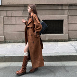 スエードライクロングコート