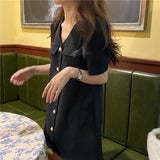 パールボタン半袖ワンピース