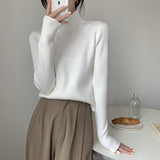 モックネックリブニット