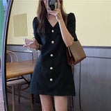 パールボタン半袖ワンピース