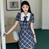 半袖チェックワンピース【2タイプ】