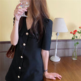 パールボタン半袖ワンピース
