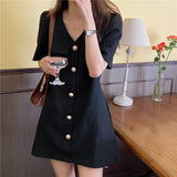 パールボタン半袖ワンピース