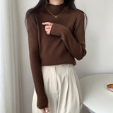 モックネックリブニット