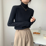 モックネックリブニット