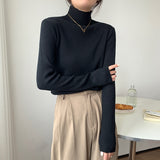 モックネックリブニット