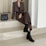 ショートジャケット+ハイウェストワイドパンツ