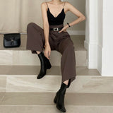 ショートジャケット+ハイウェストワイドパンツ