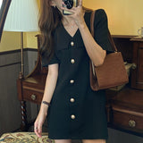 パールボタン半袖ワンピース