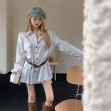 ストライプミニシャツワンピース(ベルト付き)