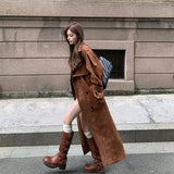 スエードライクロングコート