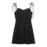 ショルダーリボン小花柄ワンピース