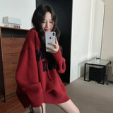 もこもこ刺繍ニットフーディ