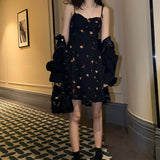 ショルダーリボン小花柄ワンピース