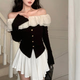 オフショルフレアニットトップス