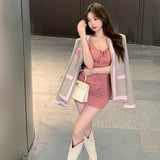 バイカラーロングジャケット