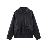 ステンカラーフェイクレザージャケット