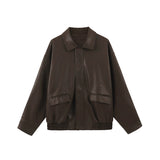 ステンカラーフェイクレザージャケット