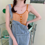 チェッククロップドニットキャミ