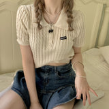 ワンポイントケーブル編みポロシャツ