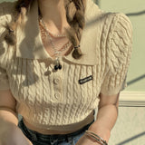 ワンポイントケーブル編みポロシャツ