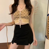 レースアップ柄ニットトップス