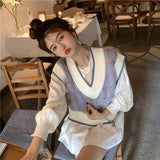 ライトカラーチェックVネックベスト