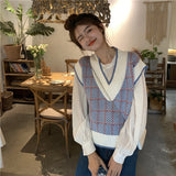 ライトカラーチェックVネックベスト