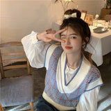 ライトカラーチェックVネックベスト