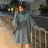 ハイネックオーバーサイズケーブル編みニット/ワンピース