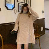 ハイネックオーバーサイズケーブル編みニット/ワンピース