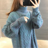 ハイネックオーバーサイズケーブル編みニット/ワンピース